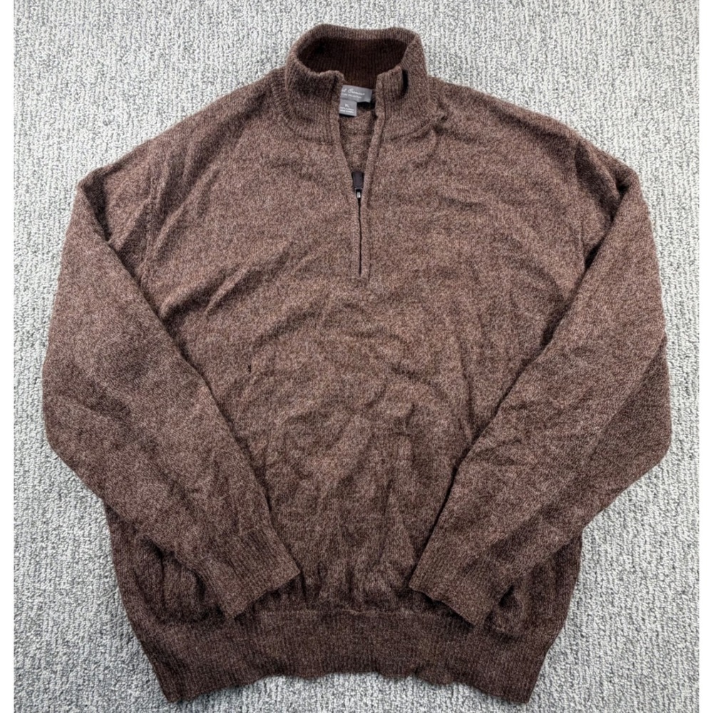 Daniel Cremieux Sweater Mens XL Brown 100% Alpaca Quarter Zip Signature Pullover